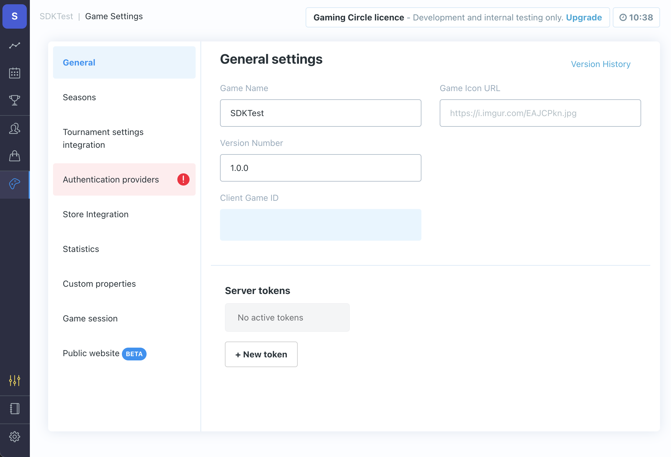 Dashboard game general settings image