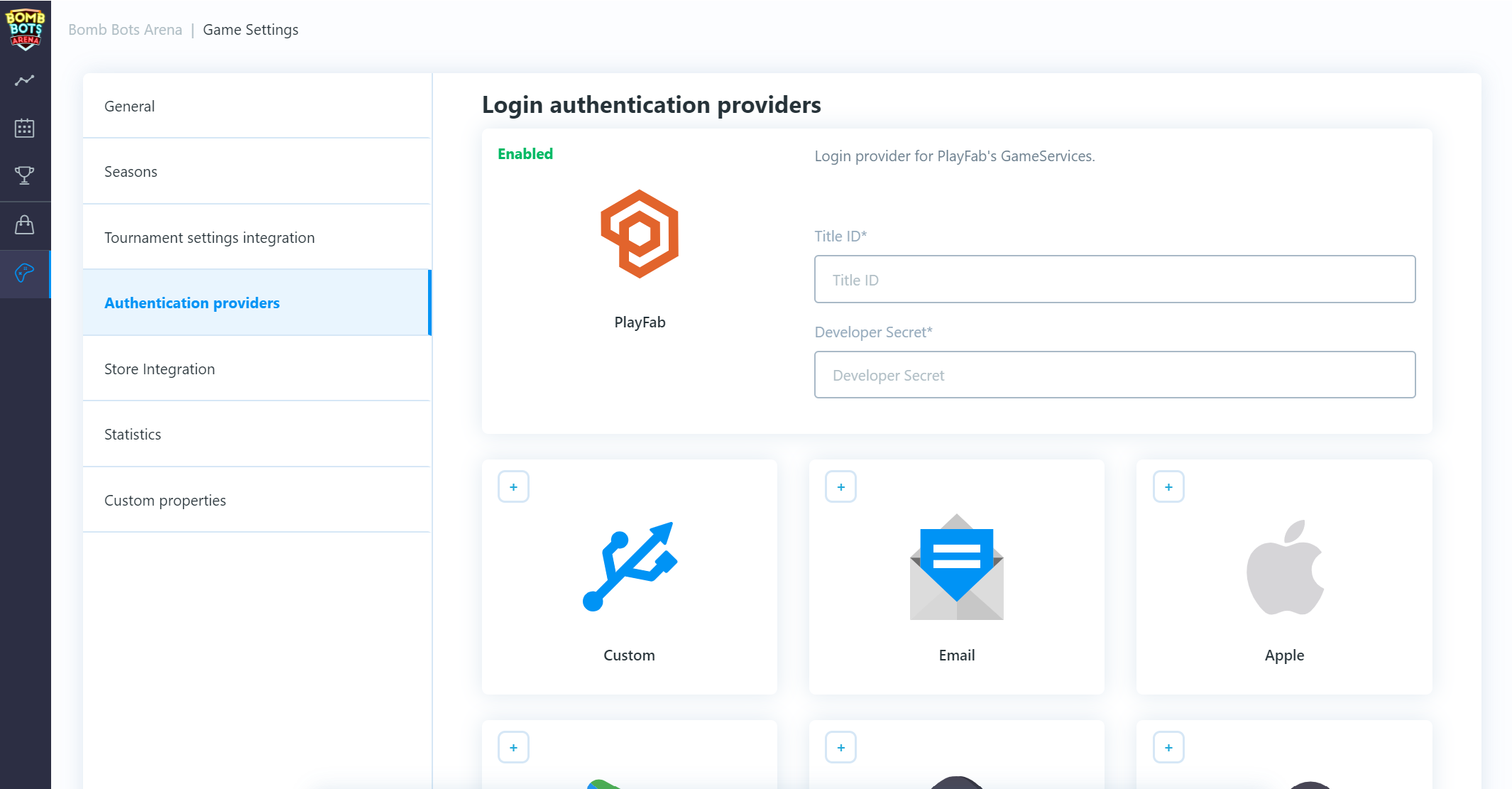 Dashboard playfab login provider image