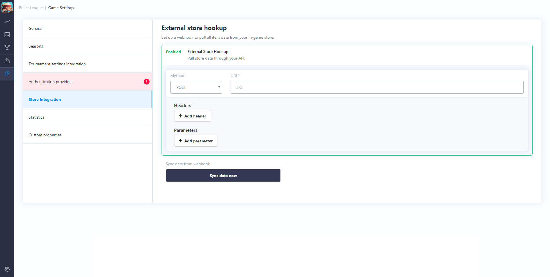 Dashboard game settings image